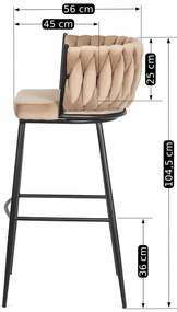 Elegáns Bárszék Bézs Bársony Kárpittal. FLORES