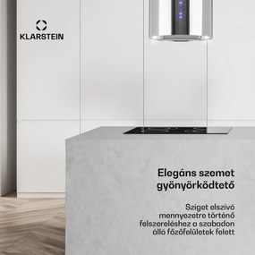 Klarstein Beretta, sziget páraelszívó, Ø 35 cm, légkeringetés, 650 m³/ó, LED, nemesacél