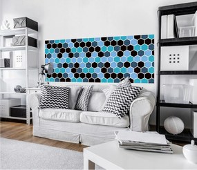 Fotótapéta Hatszögek Kék geometria fal stílus 250x104 +ragasztó