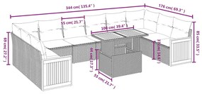 11 részes bézs polyrattan kerti ülőgarnitúra párnákkal