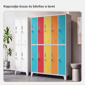 BOZP öltözőszekrény 10 ajtós szürke-többszínű: BARTEK 1360 x 1720 x 450 mm