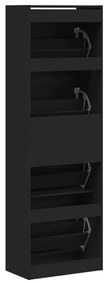 fekete cipőszekrény 4 kihajtható fiókkal 60 x 34 x 187,5 cm