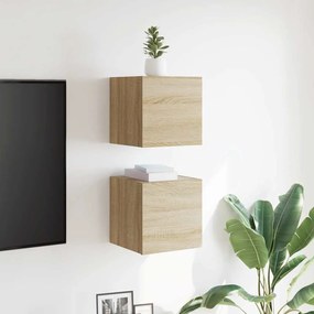 2 db sonoma tölgy falra szerelhető TV-szekrény 30,5x30x30 cm
