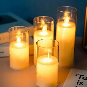 Led Gyertya Lámpa Világító Fehér Meleg 12CM Led Betét Mécses