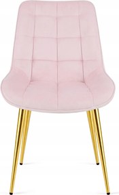 Rózsaszín étkezőszék BERA bársony arany lábakkal