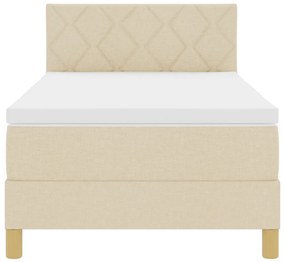 Box Spring ágy matraccal és LED-del Krém 90x200 cm Szövet