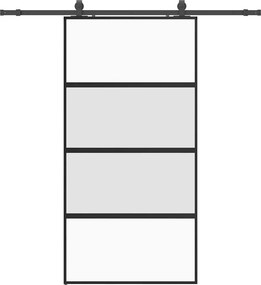 vidaXL fekete edzett üveg tolóajtó fémszerelék szettel 102,5x205 cm