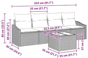 5 darabos kert kanapé szett párnákra