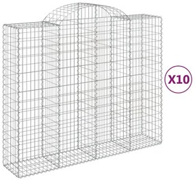 vidaXL 10 db íves horganyzott vas gabion kosár 200x50x160/180 cm