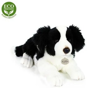Rappa fekvő Border collie kutyus, fekete-fehér, 45 cm