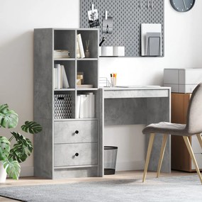 Íróasztal Tárolóval Beton Szürke Forgácslap