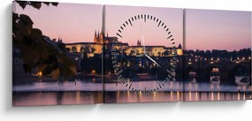 A Prágai vár és a Moldva képe (órával) (90x30 cm)