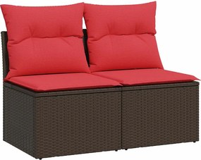 vidaXL 2 részes barna polyrattan akácfa kerti ülőgarnitúra párnákkal