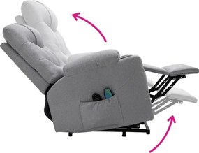 Állítható masszázs fotel, világosszürke, HUDSON