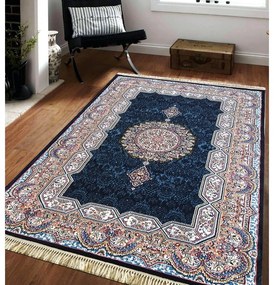 Luxus kék szőnyeg gyönyörű színes részletekkel Szélesség: 150 cm | Hossz: 230 cm