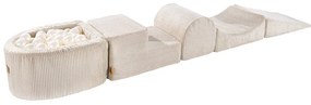 Krémszínű kordbársony habszivacs játszótér 5 db-os magasság 30 cm 250x45 cm Montessori – Meowbaby