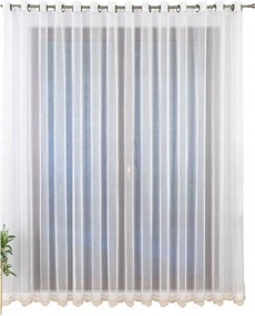 Függöny napellenző átvezető fehér, bézs hímzéssel 250X155