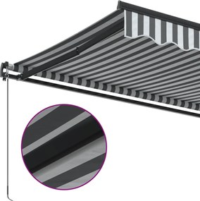 Antracitszürke és fehér kézzel kihúzható napellenző 600x350 cm