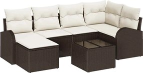 vidaXL Kerti Kanapé Szett 7 pcs Barna polirattan