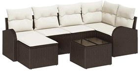 vidaXL Kerti Kanapé Szett 7 pcs Barna polirattan