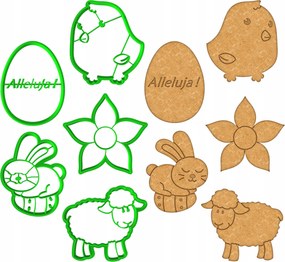 5x Húsvéti mézeskalács formák Húsvéti lyukasztók XL szett 5db