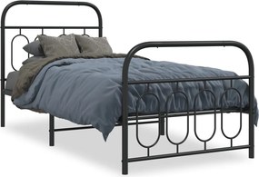 vidaXL fekete fém ágykeret fej- és lábtámlával 90 x 190 cm