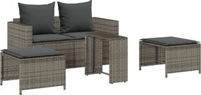 vidaXL 5 részes polyrattan kerti kanapé garnitúra párnákkal stackable