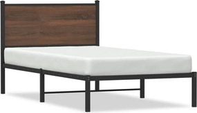 vidaXL barna tölgy színű fém ágykeret matrac nélkül 107 x 203 cm