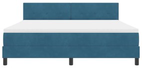 Boxspring Ágy Matrac és LED Sötétkék 180x200 cm Bársony