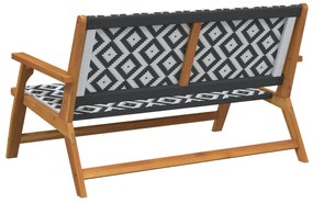 Kerti pad Fekete és fehér 122x76x73.5 cm Tömör akácfából