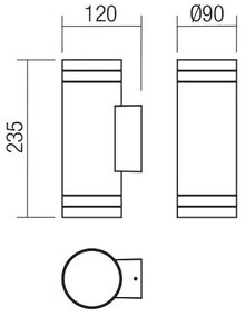 Redo 90518 - Kültéri fali lámpa CARGO 2xGU10/28W/230V IP54 antracit