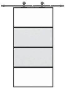 Fekete edzett üveg és alumínium tolóajtó 102,5 x 205 cm