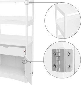 Fürdőszobai szekrény 2 nyitott polc és dupla ajtó 60 x 32,5 x 122 cm