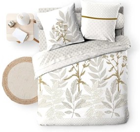 Bézs kétszemélyes-hosszabbított pamut ágyneműhuzat lepedővel-hatrészes 240x220 cm Raoni – douceur d'intérieur