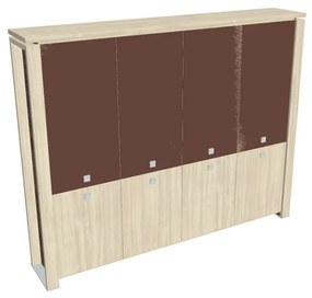 Verno+ magas szekrény 260 x 46 x 210 cm, kombinált ajtó, akác / barna
