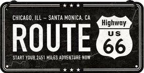 Fém tábla Route 66 - Chicago - Santa Monica, (20 x 10 cm)