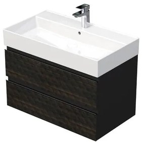 Fürdőszobaszekrény mosdóval SAT Cube Way 80x47,5x46 cm barna matt CUBE3D46802ZHSAT