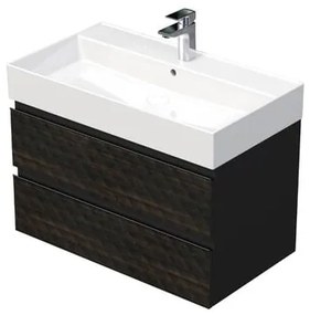 SAT Cube Way Fürdőszobaszekrény mosdóval 80x47,5x46 cm barna matt CUBE3D46802ZHSAT