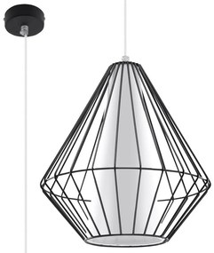 Csillár zsinóron DEMI 1xE27/60W/230V fekete/fehér