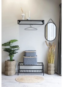 Noto kosár, bambusz/textil, sötétszürke, 38x26x16 cm