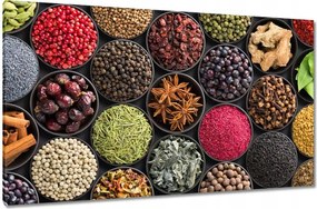 Vászonkép 120x70 Fűszertálak gyógynövények