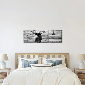 Kép - Tehén, fekete-fehér (órával) (90x30 cm)