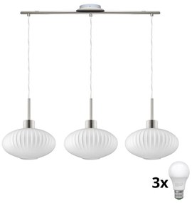 HARMA LED csillár kábelen 3xE27/60W/230V matt króm/fehér