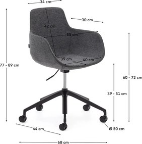 Sötétszürke irodai szék Tissiana – Kave Home