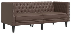 vidaXL 2 részes barna műbőr Chesterfield kanapégarnitúra