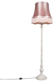 Retro állólámpa szürke, rózsaszínű Granny árnyalattal - Classico