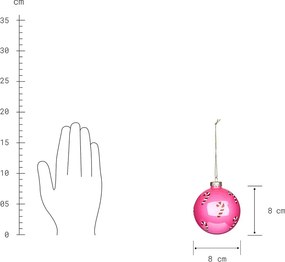 HANG ON üveg karácsonyfadísz, pink Candy Cane Ø8cm