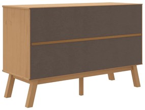OLDEN szürke és barna tömör fenyő tálalószekrény 114x43x73,5cm