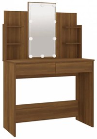 Barna tölgyszínű led-es fésülködőasztal 96 x 40 x 142 cm