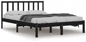 King Size fekete tömör fenyőfa ágykeret 150 x 200 cm